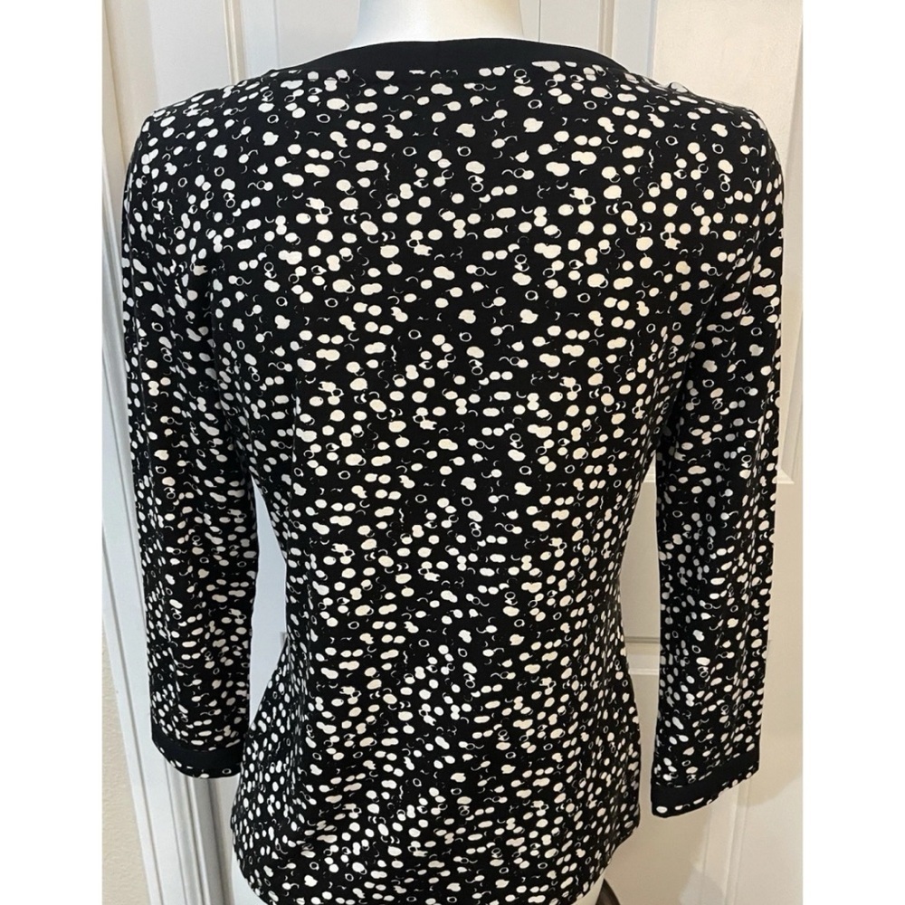 Talbots Top with Tie at Neckline in Black & White Bubble Print Size Small - Picture 5 of 6